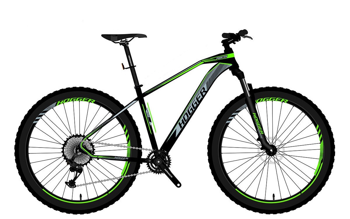 HOGGER Велосипед 29" HOGGER POINTER MD, 21", сталь, 21 ск, MLO, черно-зеленый матовый, Shimano, 2025