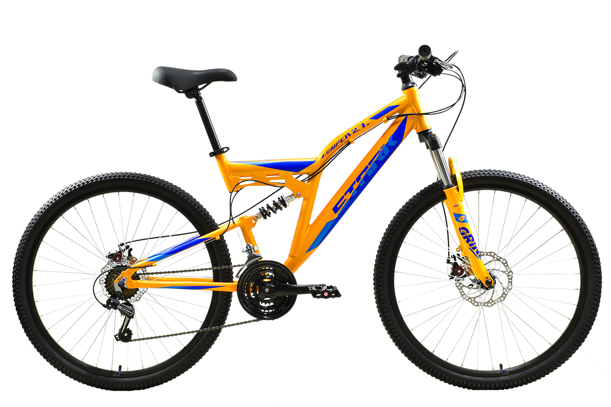 STARK Велосипед Stark'24 Jumper FS 27.1 D оранжевый/голубой, синий 18"