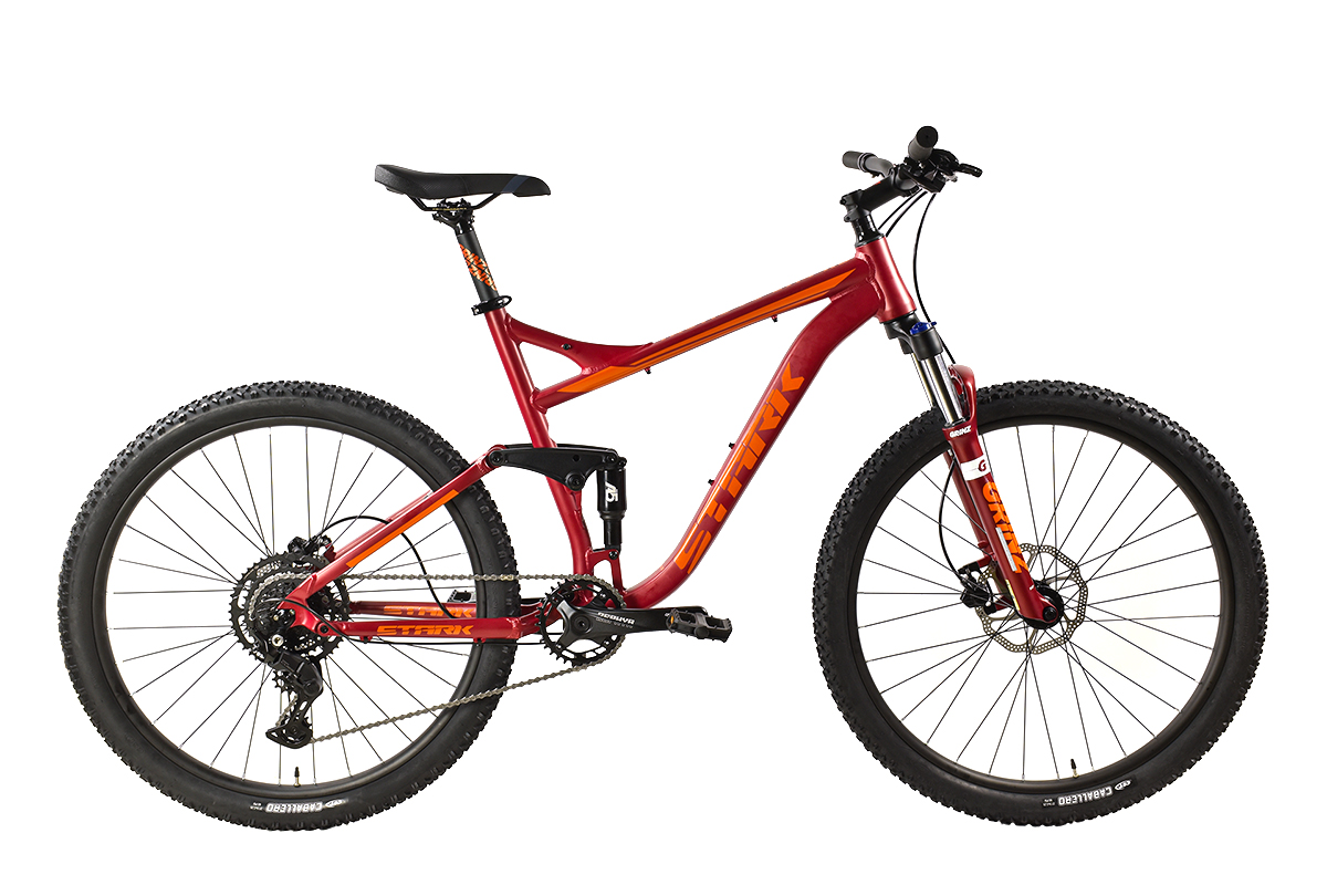STARK Велосипед Stark'24 Tactic FS 27.4 HD красный матовый/оранжевый 18"