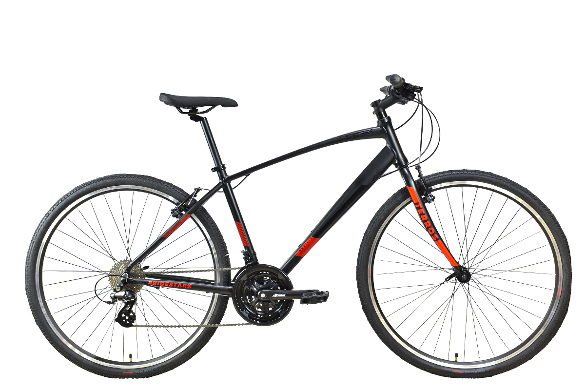 STARK Велосипед Stark'24 Terros 28.3 V черный матовый металлик/оранжевый,черный 18"