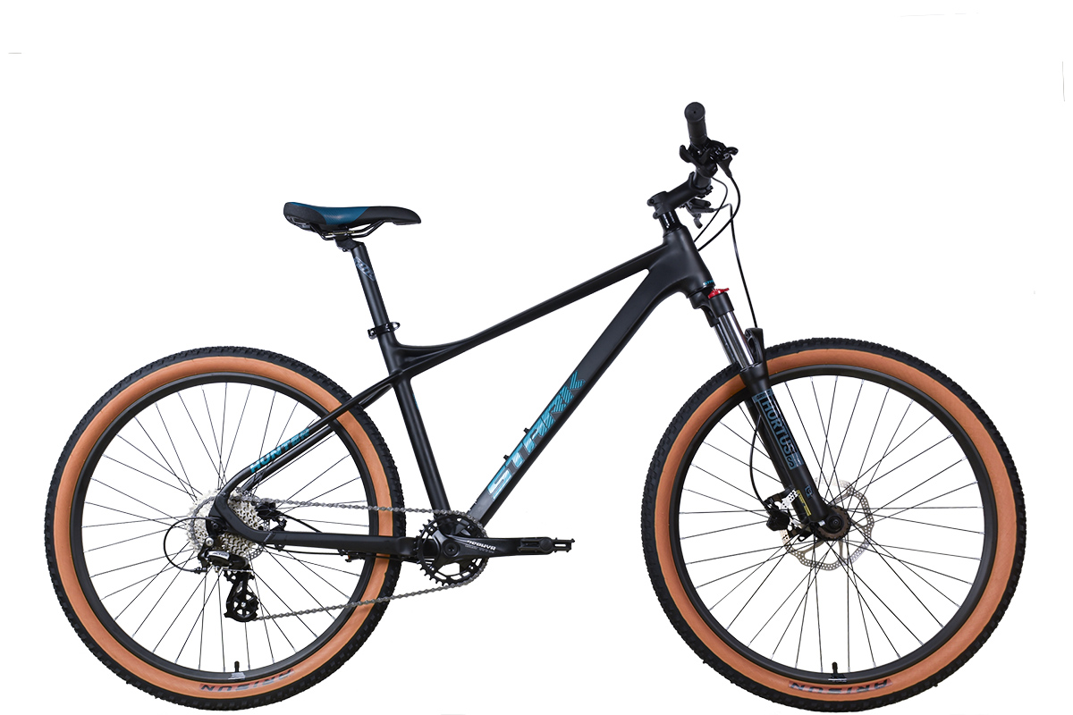STARK Велосипед Stark'25 Hunter 27.2 HD черный матовый/сине-изумрудный M/17.5"