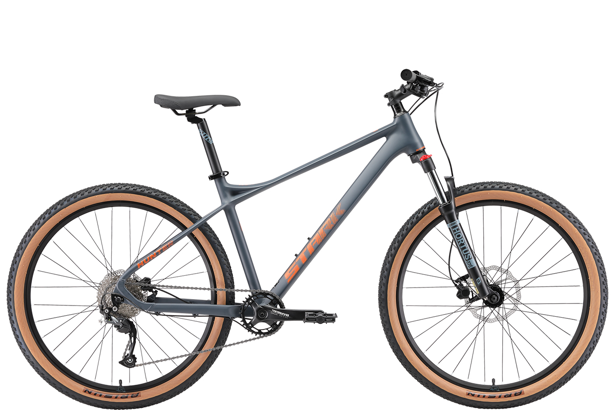 STARK Велосипед Stark'25 Hunter 27.3 HD антрацит матовый/оранжевый металлик M/17.5"
