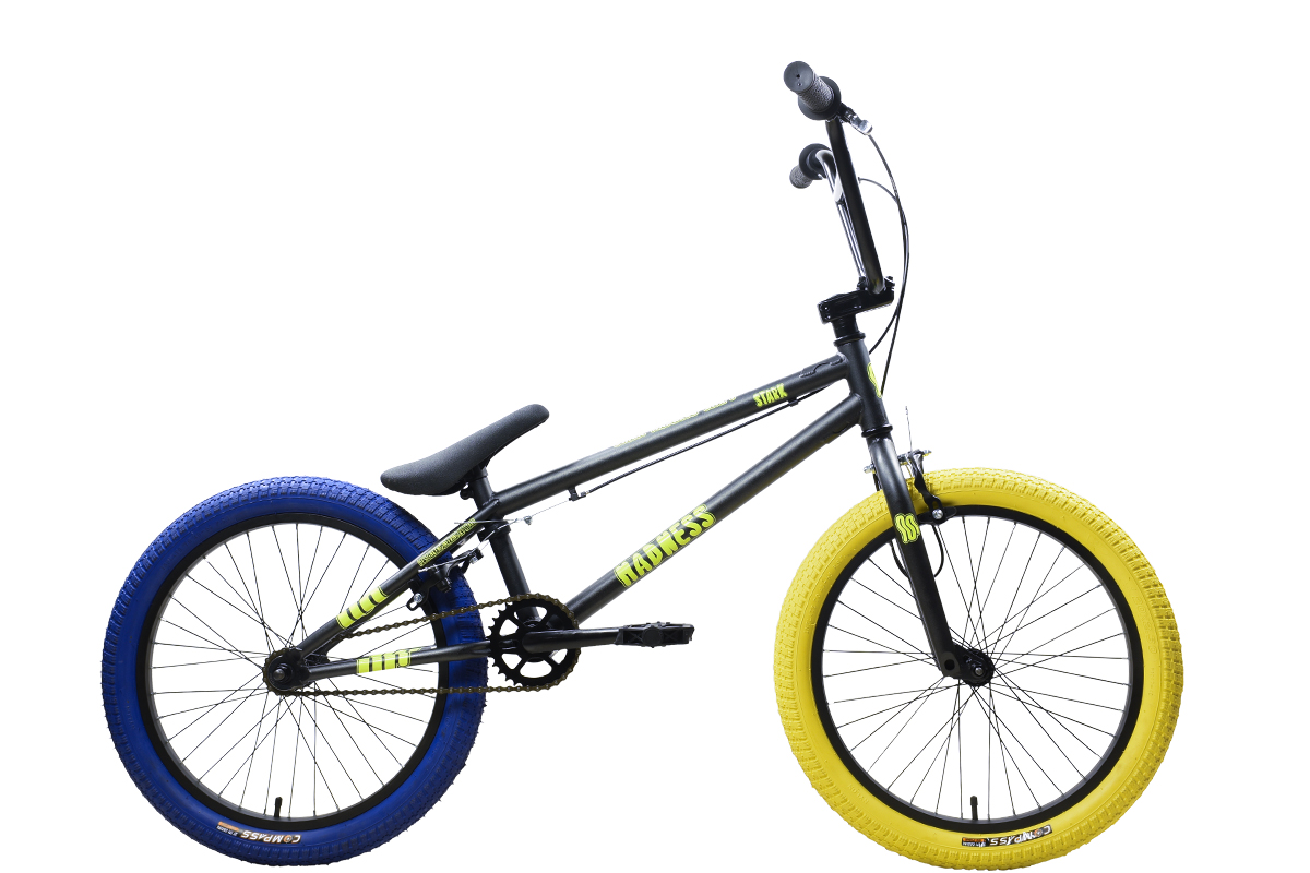STARK Велосипед Stark'25 Madness BMX 1 графит матовый/желтый/синий