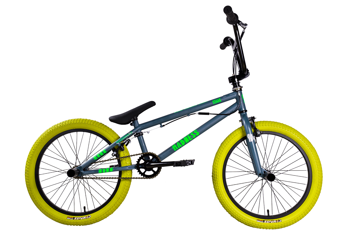 STARK Велосипед Stark'25 Madness BMX 2 темно-серый матовый/зеленый неон/зеленый
