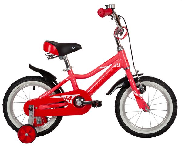 NOVATRACK Велосипед NOVATRACK 14" NOVARA алюм., коралловый, пер.руч., зад.нож. тормоз, короткие крылья, полная