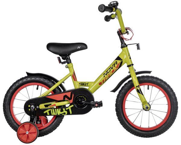 NOVATRACK Велосипед NOVATRACK 14" TWIST зеленый, тормоз нож, крылья корот, полная защ.цепи