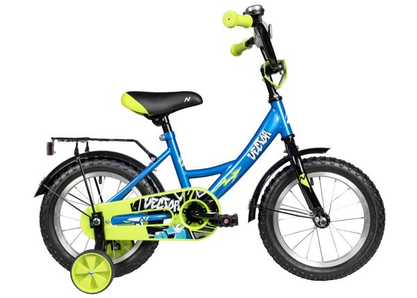 NOVATRACK Велосипед NOVATRACK 14" VECTOR синий, тормоз нож, крылья, багажник, полная защ.цепи
