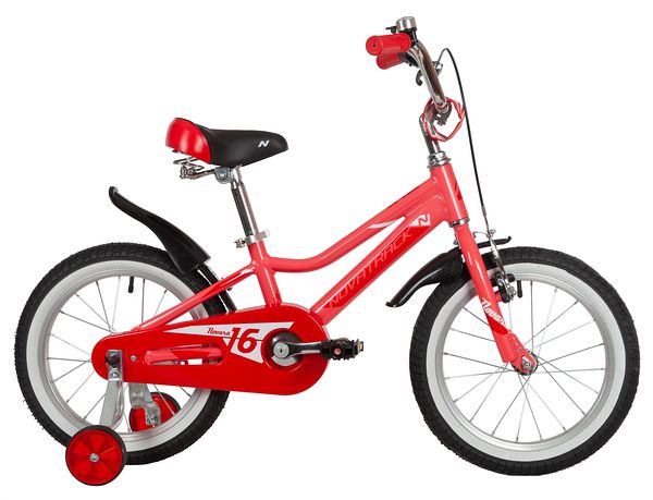 NOVATRACK Велосипед NOVATRACK 16" NOVARA алюм., коралловый, пер.руч., зад.нож. тормоз, короткие крылья, полная
