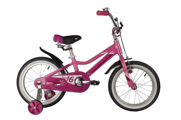 NOVATRACK Велосипед NOVATRACK 16" NOVARA алюм., розовый, пер.руч., зад.нож. тормоз, короткие крылья, полная за