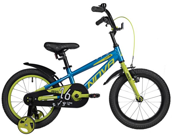 NOVATRACK Велосипед NOVATRACK 16" EXTREME алюм., синий, полная защ.цепи, пер.руч., зад.нож. тормоз, короткие к
