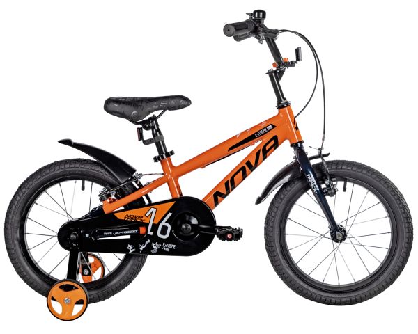 NOVATRACK Велосипед NOVATRACK 16" EXTREME алюм., оранжевый, полная защ.цепи, V-brake, короткие крылья, полная