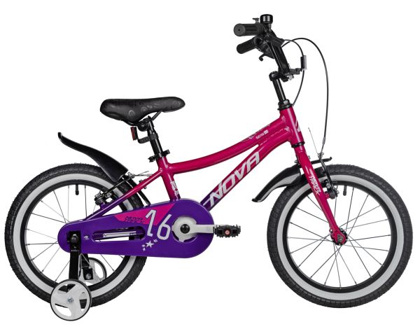 NOVATRACK Велосипед NOVATRACK 16" KATRINA алюм., фуксия-фиолетов, полная защ.цепи, V-brake, короткие крылья
