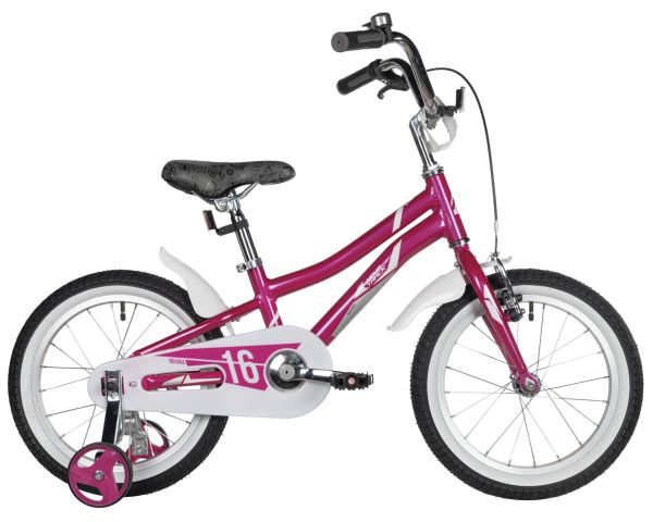 NOVATRACK Велосипед NOVATRACK 16" NOVARA алюм., фуксия, пер.руч., зад.нож. тормоз, короткие крылья, полная защ