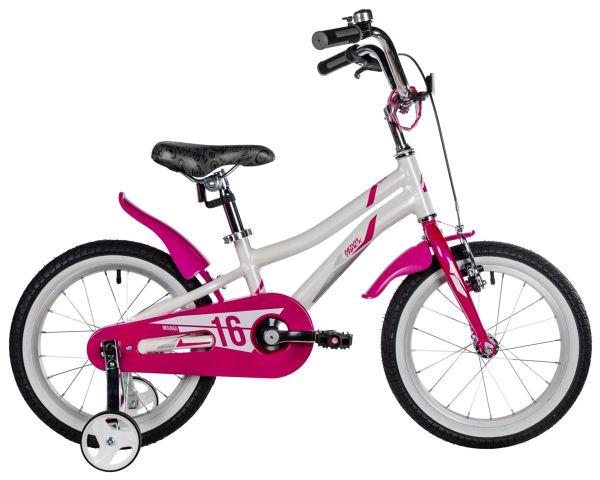 NOVATRACK Велосипед NOVATRACK 16" NOVARA алюм., белый, пер.руч., зад.нож. тормоз, короткие крылья, полная защи