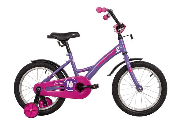 NOVATRACK Велосипед NOVATRACK 16" STRIKE фиолетовый, тормоз нож, крылья корот, полная защита цепи