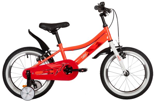 NOVATRACK Велосипед NOVATRACK 16" CALIBRI сталь, коралловый, тормоз V-brake, полная защита цепи, короткие крыл