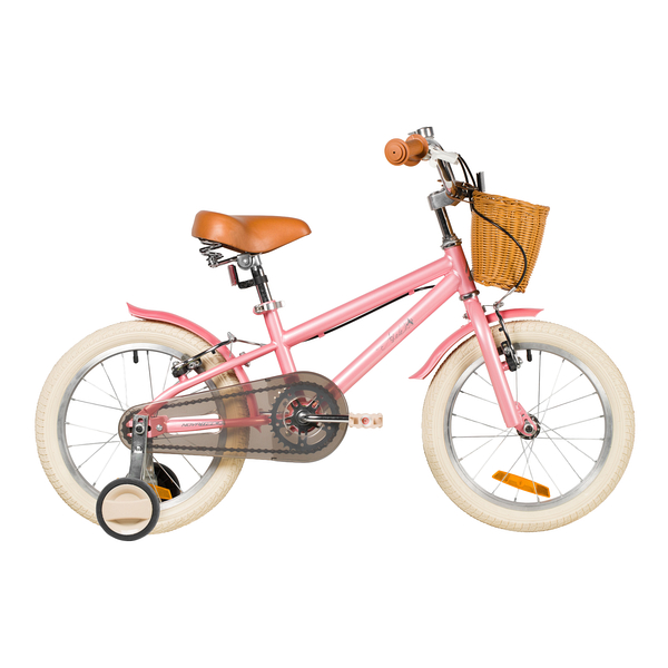 NOVATRACK Велосипед NOVATRACK 16" ADELE, сталь, розовый, полная защита цепи, ручной передний и задний тормоз,