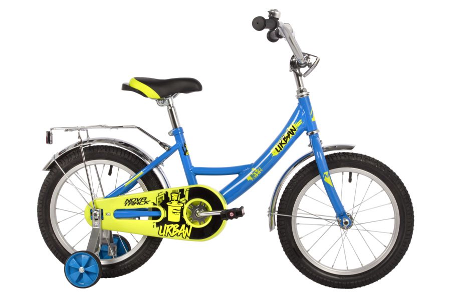 NOVATRACK Велосипед NOVATRACK 16" URBAN синий, полная защита цепи, тормоз нож., крылья и багажник хром.