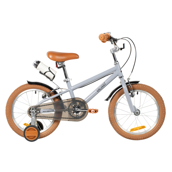 NOVATRACK Велосипед NOVATRACK 16" VALIANT, сталь, серый, полная защита цепи, ручной передний и задний тормоз,