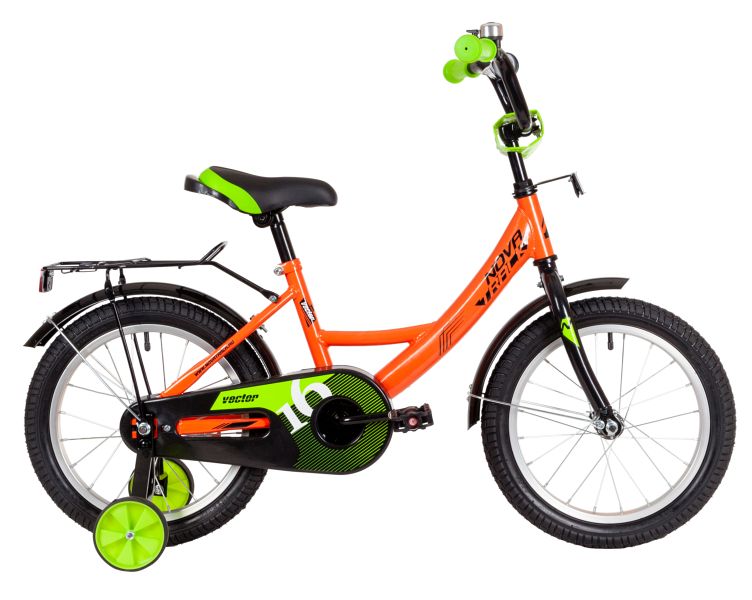 NOVATRACK Велосипед NOVATRACK 16" VECTOR оранжевый, тормоз нож, крылья, багажник, полная защ.цепи