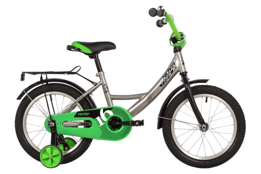NOVATRACK Велосипед NOVATRACK 16" VECTOR серебристый, тормоз нож, крылья, багажник, полная защ.цепи