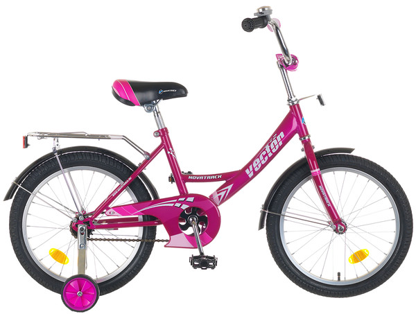 NOVATRACK Велосипед NOVATRACK 18", VECTOR, фиолетовый, защита А-тип, тормоз нож., крылья и багажник чёрн.