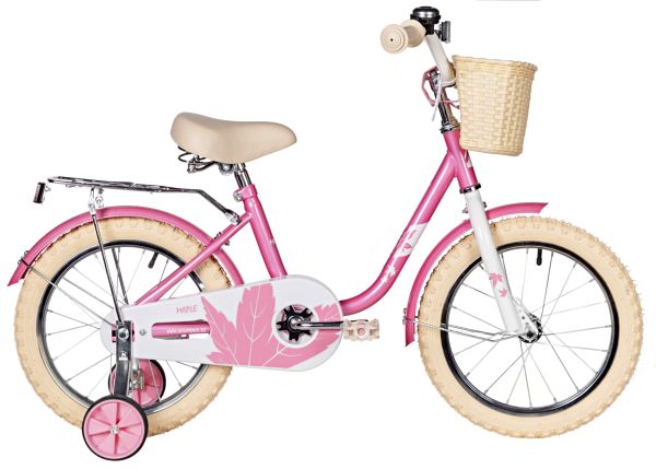 NOVATRACK Велосипед NOVATRACK 18" MAPLE, розовый, полная защита цепи,тормоз нож.,крылья, багажник, передняя ко