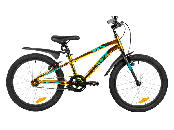 NOVATRACK Велосипед NOVATRACK 20", PRIME ABV, алюм., золотой металлик, тормоз V-brake, короткие крылья