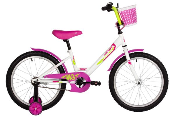 NOVATRACK Велосипед NOVATRACK 20" TWIST белый, тормоз нож, крылья корот, защита цепи, корзина