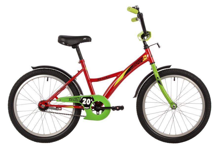 NOVATRACK Велосипед NOVATRACK 20" STRIKE красный, тормоз нож, крылья корот, защита А-тип, без доп колес