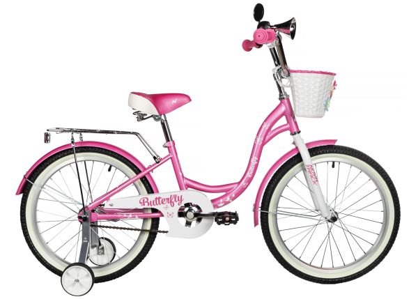 NOVATRACK Велосипед NOVATRACK 20", BUTTERFLY, розовый, тормоз ножной, крылья и багажник