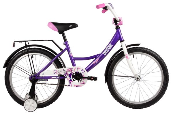 NOVATRACK Велосипед NOVATRACK 20", VECTOR, фиолетовый, тормоз нож., крылья и багажник чёрн., защита цепи