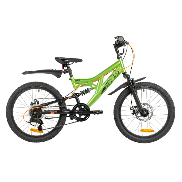 NOVATRACK Велосипед NOVATRACK 20" SHARK зелёный, сталь, 6-скор, Microshift/Microshift MS25, диск.тормоз STG