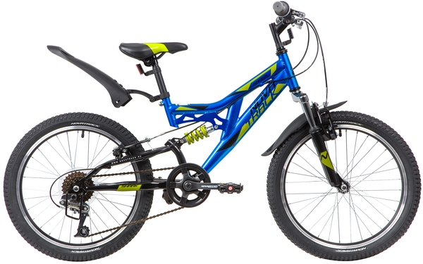 NOVATRACK Велосипед NOVATRACK 20" SHARK, синий, сталь, 6 скор., Microshift, Power, V-brake