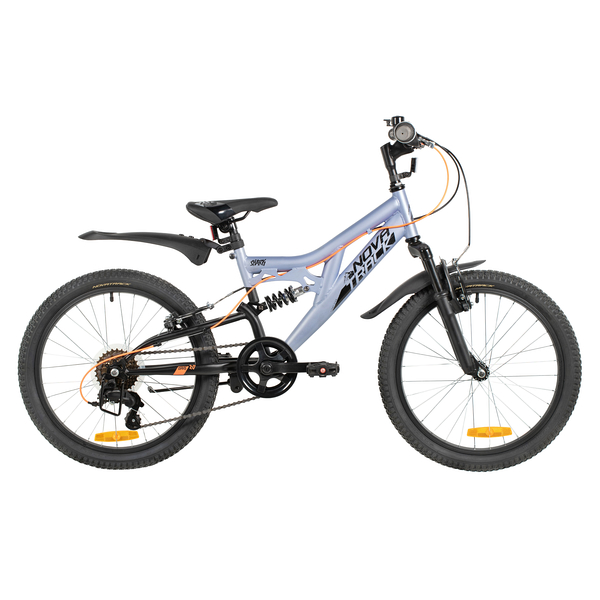 NOVATRACK Велосипед NOVATRACK 20" SHARK серо-голубой, сталь, 6-скор, Microshift/Microshift MS25, V-brake