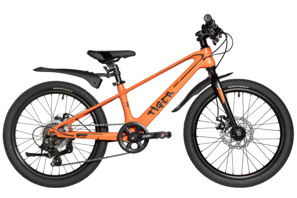 NOVATRACK Велосипед NOVATRACK 20" TIGER, магниевая.рама, оранжевый, 6-скор, TY21/TS38, диск.тор.STG