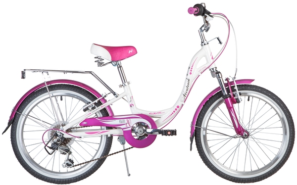 NOVATRACK Велосипед NOVATRACK 20", ANGEL, белый, алюм., 6-скор, TY21/RS35/SG-6SI, V-brake