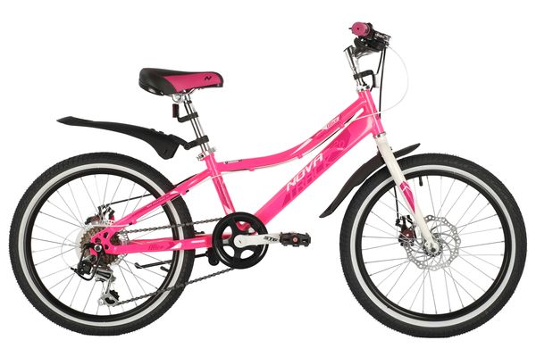 NOVATRACK Велосипед NOVATRACK 20" ALICE розовый, стальная рама, 6 скор., Shimano TY21/Microshift TS38, дисков