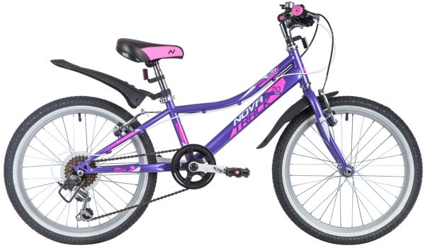 NOVATRACK Велосипед NOVATRACK 20" ALICE фиолетовый, стальная рама, 6 скор., Shimano TY21/Microshift TS38, V-