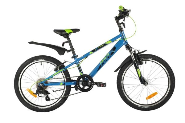 NOVATRACK Велосипед NOVATRACK 20" EXTREME синий, сталь, 6 скор., Shimano TY21/Microshift TS38, V- brake тормо