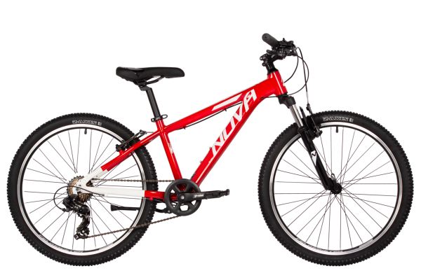 NOVATRACK Велосипед NOVATRACK 24" EXTREME алюм. рама 13", красный-белый, 7 скор., TY300/EF41/TZ500-7, V-brake