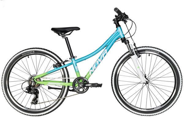 NOVATRACK Велосипед NOVATRACK 24" KATRINA, алюм.рама 10" салатовый-голубой, 7 скор, TY300/EF41/TZ500, V-Brake
