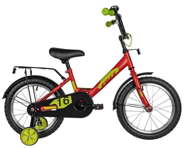 FOXX Велосипед FOXX 16" SIMPLE красный, сталь, тормоз нож, крылья, багажник, полная защ.цепи