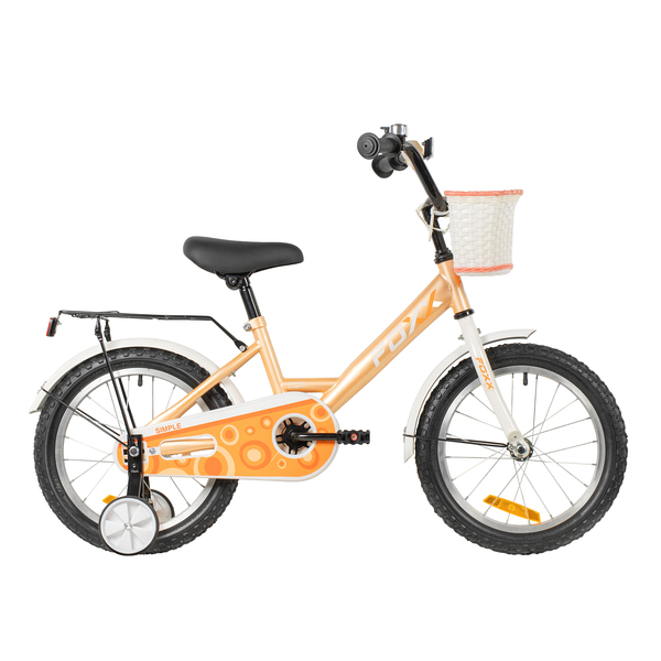 FOXX Велосипед FOXX 18" SIMPLE персиковый, сталь, тормоз нож, крылья, багажник, защ.цепи, передняя корзи